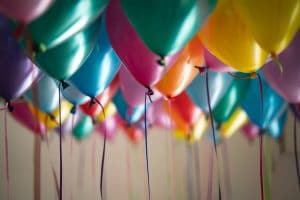 multi coloured birthday balloons